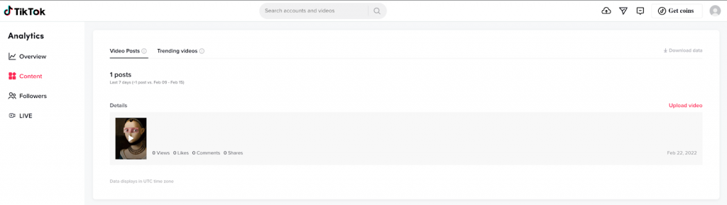 tiktok analytics content tab