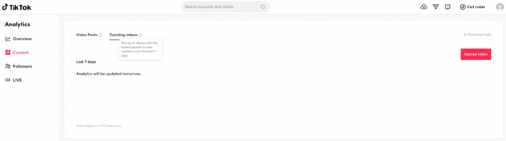 tiktok analytics content tab