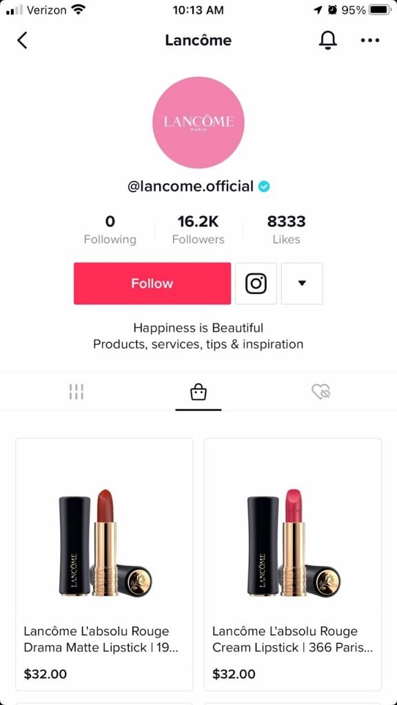 Lancome tiktok shopping